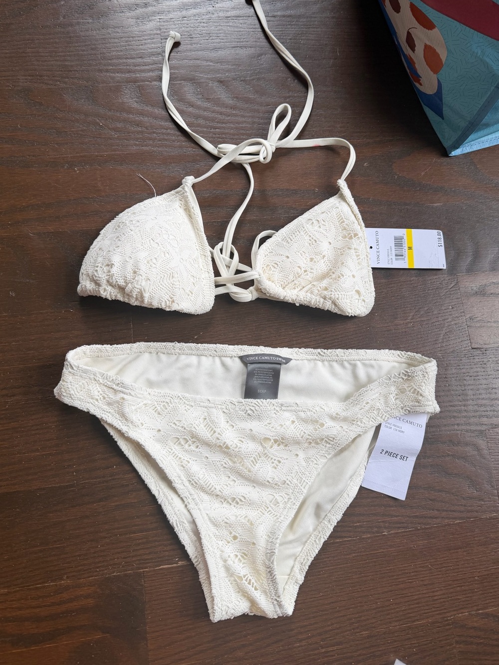 Vince Camuto Cream Crochet Bikini Set